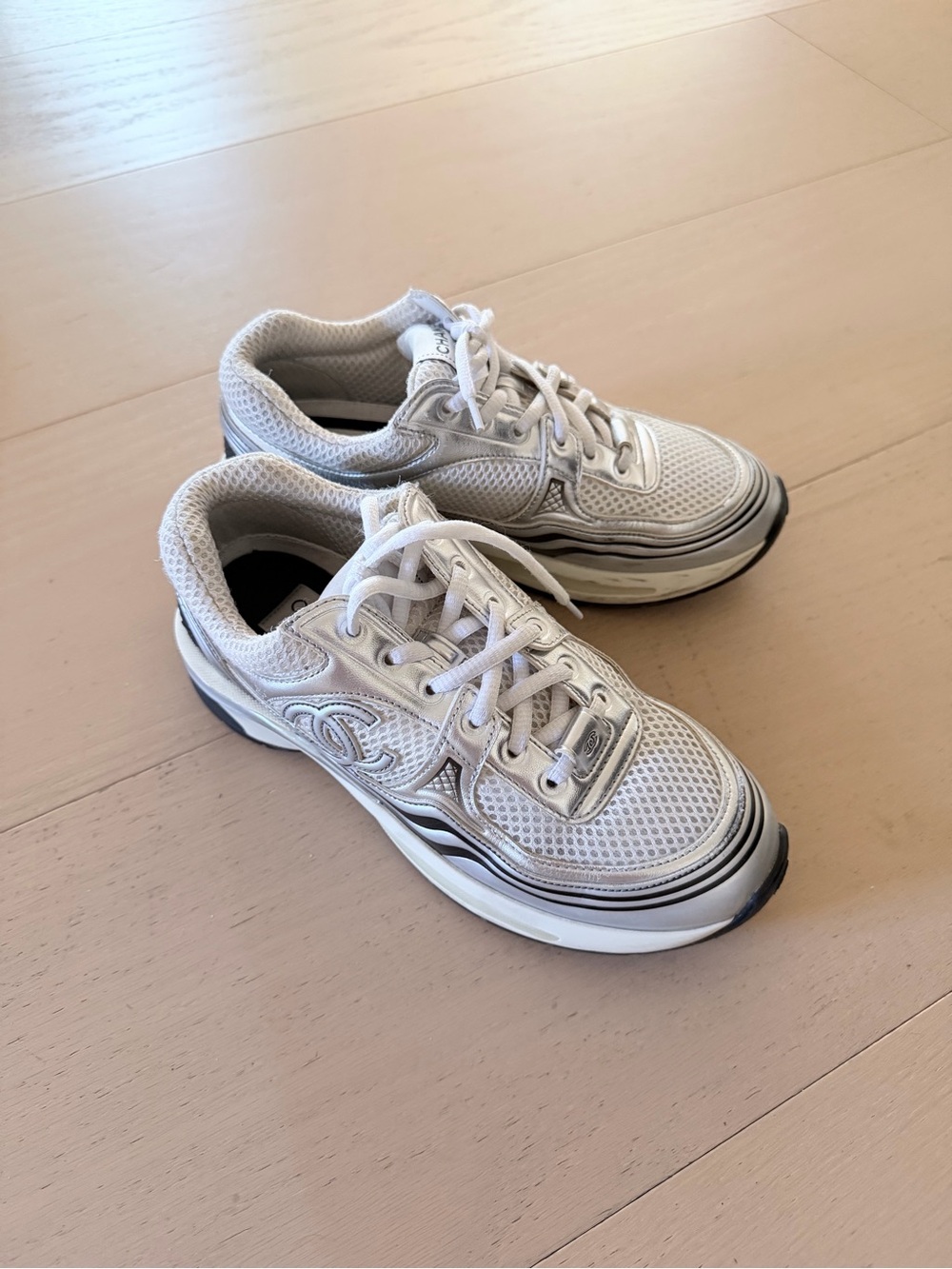 Chanel Interlocking CC Logo Mesh Chunky Sneakers